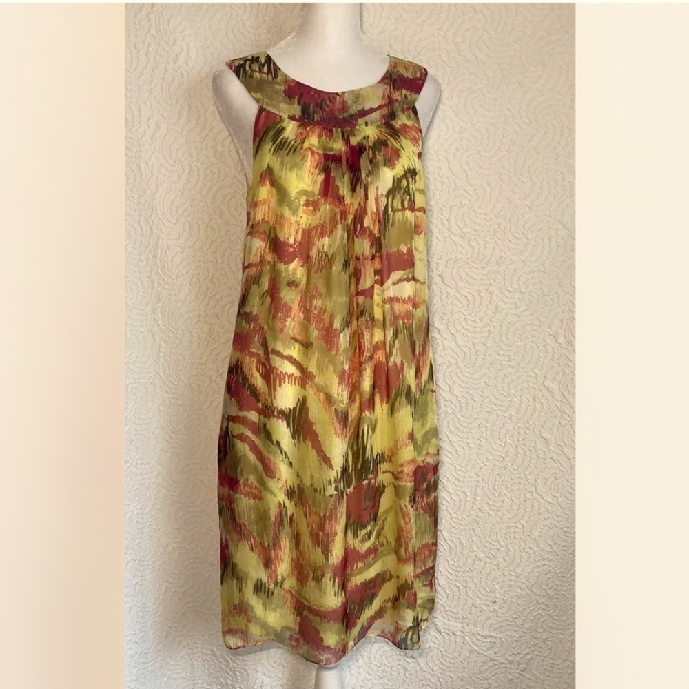 CATHERINE Malandrino NWT Silk Yellow Pink Pockets Dress Size 6